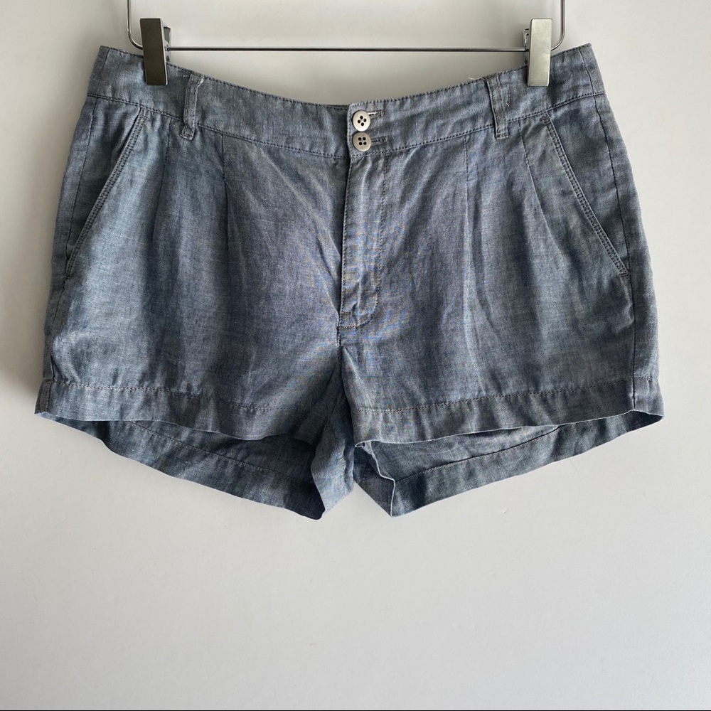 Madewell Chambray Lightweight Pleated Shorts Sz 27